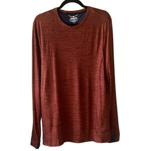 Bombas Men's L Merino Wool Blend Crew Neck Long Sleeve Base Layer T-Shirt Rust